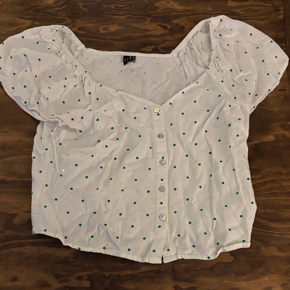 Vero Moda White Blouse with Green Dots